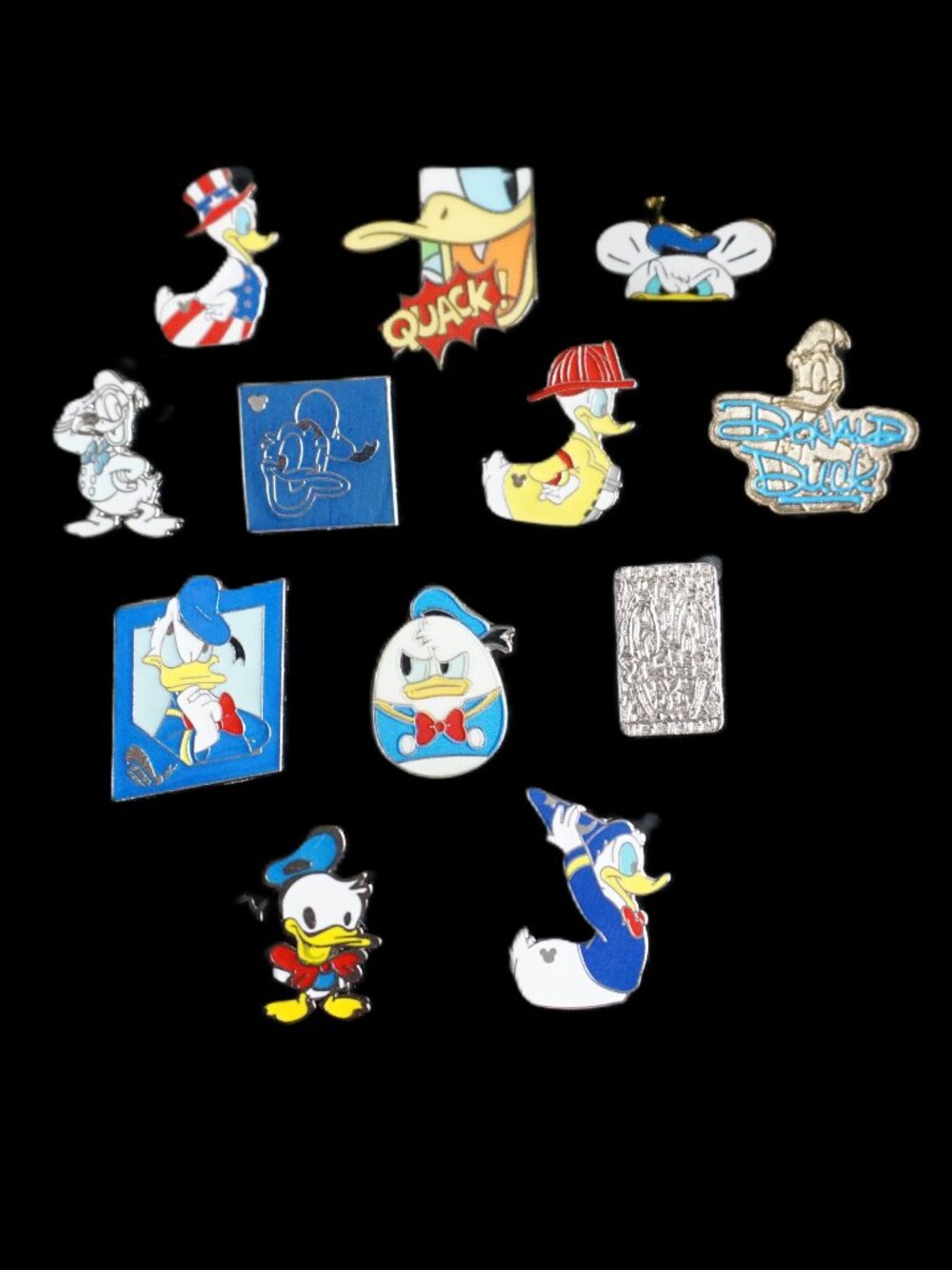 Disney Pin Trading 12 Pin Lot Featuring Donald Duck (119)